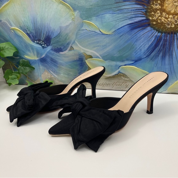 Loeffler Randal Margot Black Moiré Bow Mule in Black Size 6 - Picture 6 of 12